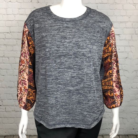 1X 2X Style & Co Colorblock Bubble Sleeve Top Plus - Picture 2 of 6